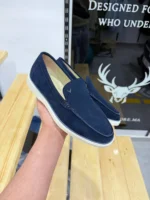 Men’s Suede Loafers – Casual Slip-On Shoes | Elegant & Comfortable (Navy & Beige) - Image 22