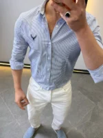 Men’s Slim Fit Striped Shirt – Elegant Casual Button-Up Shirt | Zac - Image 11