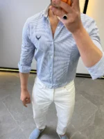 Men’s Slim Fit Striped Shirt – Elegant Casual Button-Up Shirt | Zac - Image 30