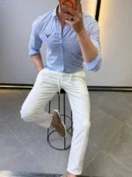 Men’s Slim Fit Striped Shirt – Elegant Casual Button-Up Shirt | Zac