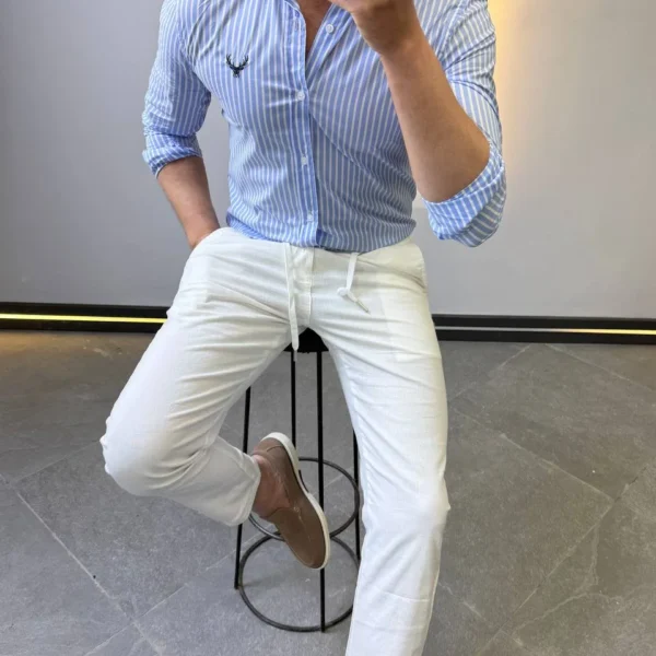 Men’s Slim Fit Striped Shirt – Elegant Casual Button-Up Shirt | Zac