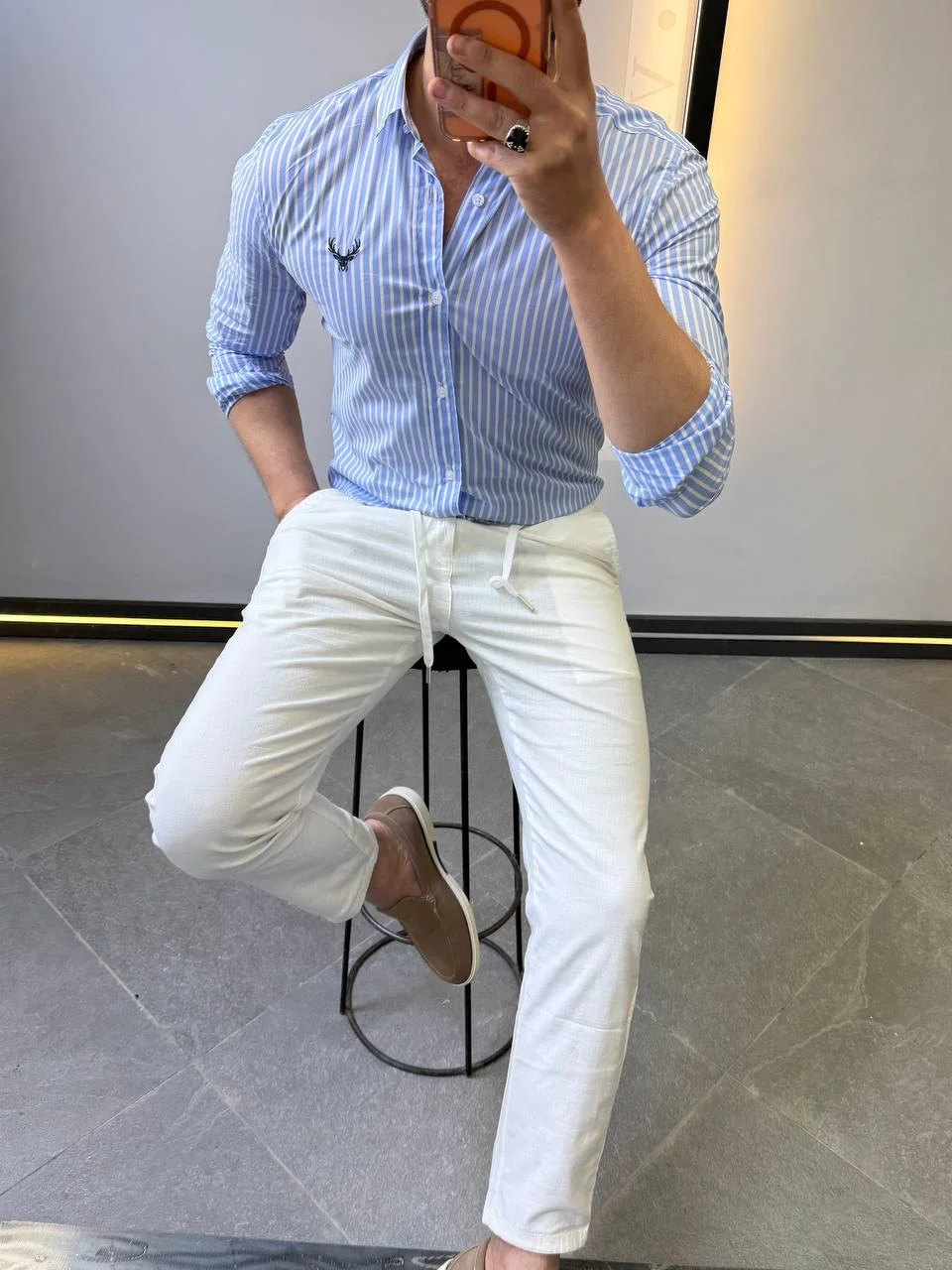 5974534761734671702 Men’s Slim Fit Striped Shirt – Elegant Casual Button-Up Shirt | Zac - Image 1