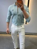 Men’s Slim Fit Striped Shirt – Elegant Casual Button-Up Shirt | Zac - Image 36