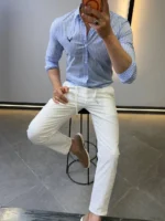 Men’s Slim Fit Striped Shirt – Elegant Casual Button-Up Shirt | Zac - Image 6