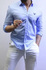 Men’s Slim Fit Striped Shirt – Elegant Casual Button-Up Shirt | Zac - Image 2