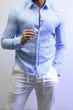 Men’s Slim Fit Striped Shirt – Elegant Casual Button-Up Shirt | Zac - Image 12