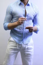 Men’s Slim Fit Striped Shirt – Elegant Casual Button-Up Shirt | Zac - Image 11
