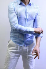 Men’s Slim Fit Striped Shirt – Elegant Casual Button-Up Shirt | Zac - Image 5