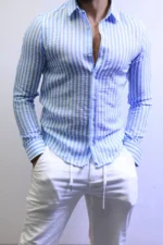 Men’s Slim Fit Striped Shirt – Elegant Casual Button-Up Shirt | Zac - Image 2