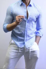 Men’s Slim Fit Striped Shirt – Elegant Casual Button-Up Shirt | Zac - Image 27