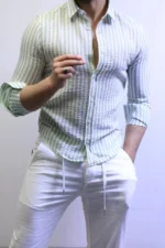 Men’s Slim Fit Striped Shirt – Elegant Casual Button-Up Shirt | Zac - Image 21