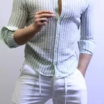Men’s Slim Fit Striped Shirt – Elegant Casual Button-Up Shirt | Zac