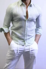 Men’s Slim Fit Striped Shirt – Elegant Casual Button-Up Shirt | Zac - Image 28