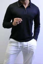Men’s Knit Polo Shirt Long Sleeve – Slim Fit Elegant Style – ZAC - Image 7