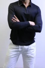 Men’s Knit Polo Shirt Long Sleeve – Slim Fit Elegant Style – ZAC - Image 14