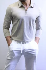 Men’s Knit Polo Shirt Long Sleeve – Slim Fit Elegant Style – ZAC - Image 16