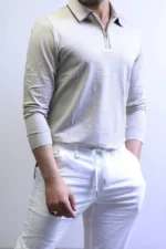 Men’s Knit Polo Shirt Long Sleeve – Slim Fit Elegant Style – ZAC - Image 6