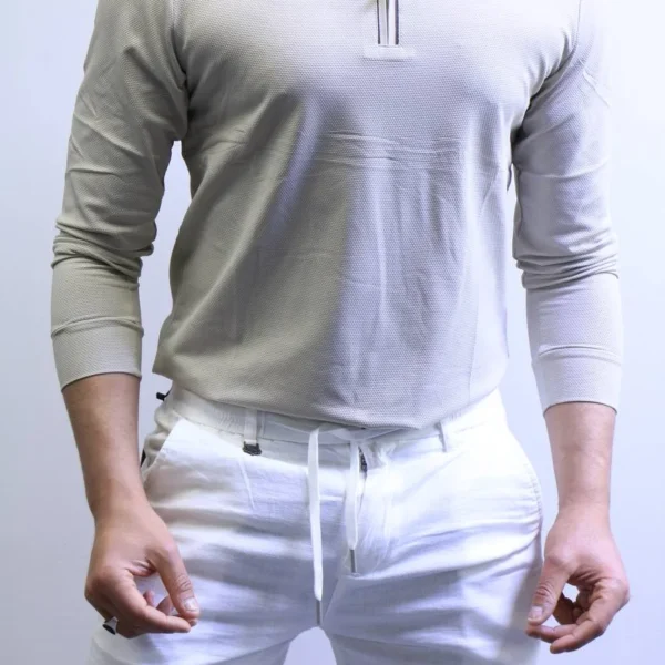 Men’s Knit Polo Shirt Long Sleeve – Slim Fit Elegant Style – ZAC