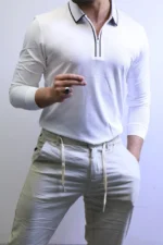 Men’s Knit Polo Shirt Long Sleeve – Slim Fit Elegant Style – ZAC - Image 18