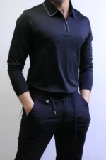 Men’s Knit Polo Shirt Long Sleeve – Slim Fit Elegant Style – ZAC - Image 25