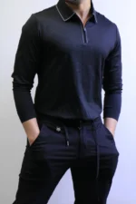 Men’s Knit Polo Shirt Long Sleeve – Slim Fit Elegant Style – ZAC - Image 11