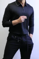 Men’s Knit Polo Shirt Long Sleeve – Slim Fit Elegant Style – ZAC - Image 10