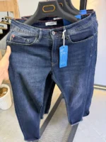 Men’s Dark Blue Slim Fit Jeans – Washed Denim - Image 15