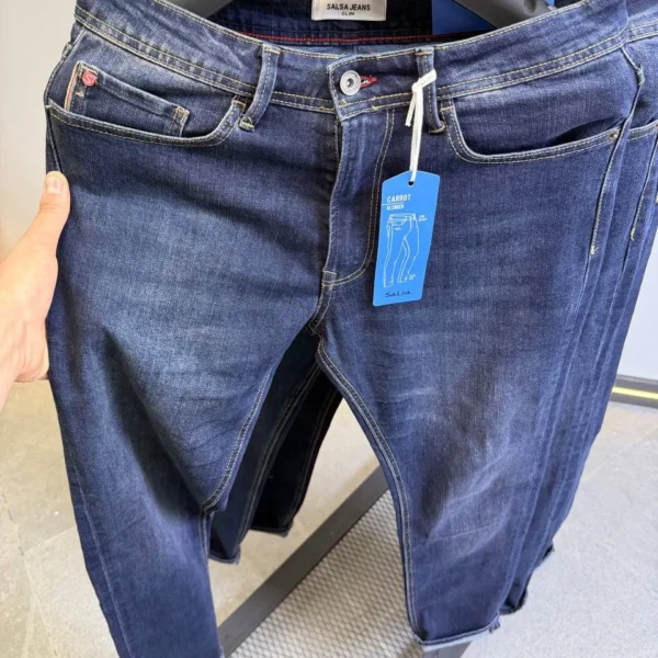 Men’s Dark Blue Slim Fit Jeans – Washed Denim