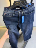 Men’s Dark Blue Slim Fit Jeans – Washed Denim - Image 13