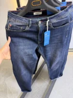 Men’s Dark Blue Slim Fit Jeans – Washed Denim - Image 11