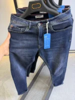 Men’s Dark Blue Slim Fit Jeans – Washed Denim - Image 10
