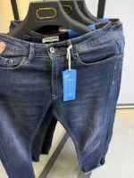 Men’s Dark Blue Slim Fit Jeans – Washed Denim - Image 9