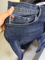 Men’s Dark Blue Slim Fit Jeans – Washed Denim - Image 5