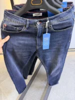 Men’s Dark Blue Slim Fit Jeans – Washed Denim - Image 3