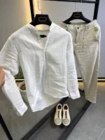 Minimalist White Mandarin Collar Shirt – Modern Slim Fit – Image 15