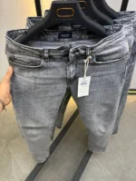 Stretch light gray slim jeans for men , Modern Fit – Image 6