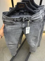 Stretch light gray slim jeans for men , Modern Fit – Image 5