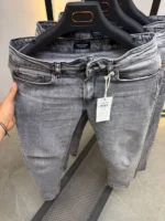 Stretch light gray slim jeans for men , Modern Fit – Image 4