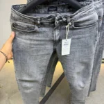 Stretch light gray slim jeans for men , Modern Fit