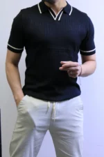 Premium Ribbed Polo T-Shirt – Modern Slim Fit & Elegant Style - Image 19