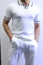 Premium Ribbed Polo T-Shirt – Modern Slim Fit & Elegant Style - Image 17