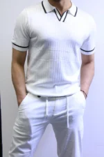 Premium Ribbed Polo T-Shirt – Modern Slim Fit & Elegant Style - Image 13