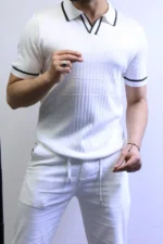 Premium Ribbed Polo T-Shirt – Modern Slim Fit & Elegant Style - Image 8