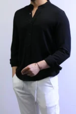 Minimalist Mandarin Collar Shirt – Modern Slim Fit & Elegant Style – Image 10