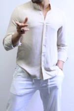 Minimalist Mandarin Collar Shirt – Modern Slim Fit & Elegant Style – Image 28
