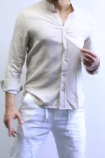 Minimalist Mandarin Collar Shirt – Modern Slim Fit & Elegant Style – Image 5