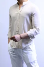 Minimalist Mandarin Collar Shirt – Modern Slim Fit & Elegant Style – Image 19
