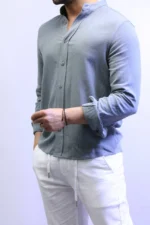 Minimalist Mandarin Collar Shirt – Modern Slim Fit & Elegant Style – Image 14