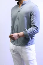 Minimalist Mandarin Collar Shirt – Modern Slim Fit & Elegant Style – Image 12