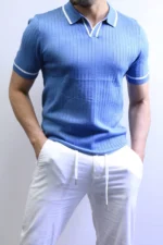 Premium Ribbed Polo T-Shirt – Modern Slim Fit & Elegant Style - Image 15